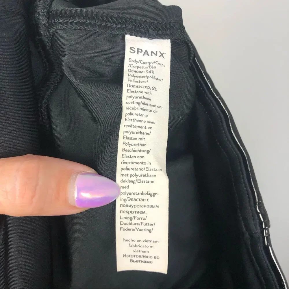 SPANX | Faux Patent Leather Body Shaping Black Leggings Women’s Size Medium & 1X - Picture 11 of 16